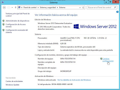 Cambiar nombre de red hostname de equipo con Windows Server 2012
