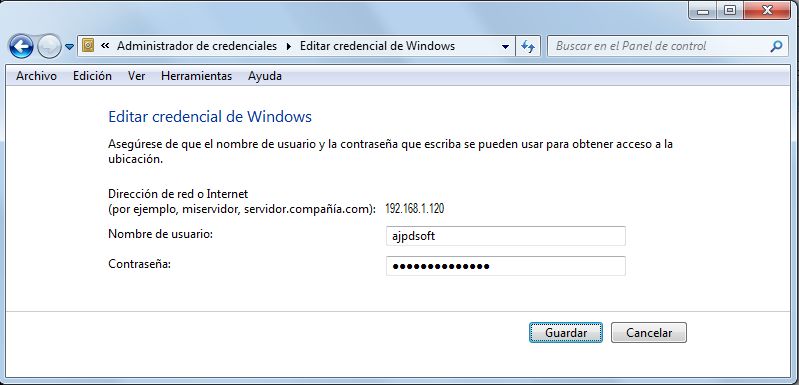 Gestionar credenciales almacenadas para acceso a recursos compartidos de red en equipos con Microsoft Windows 7