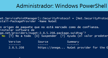 Actualizar versión PowerShell en Windows 2012 Instalar NuGet y VMware PowerCLI