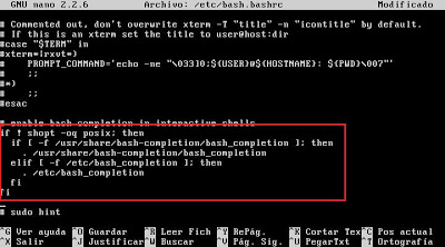 Activar autocompletado línea de comandos Linux Ubuntu Server