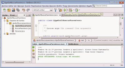 Instanciar y referenciar las clases y probar la aplicación Java para el cálculo de parentesco