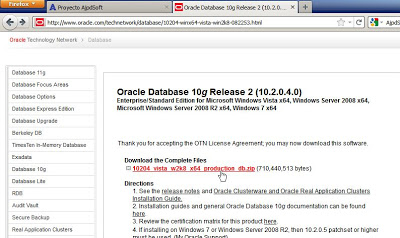Ficheros de instalación de Oracle Database 10g Release 2 x64