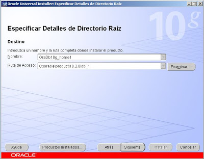 Instalar software de Oracle Database 10g R2 x64 en Microsoft Windows Server 2008 Standard x64