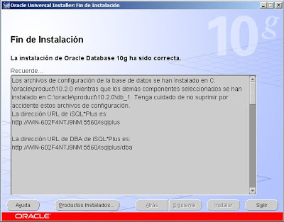 Instalar software de Oracle Database 10g R2 x64 en Microsoft Windows Server 2008 Standard x64