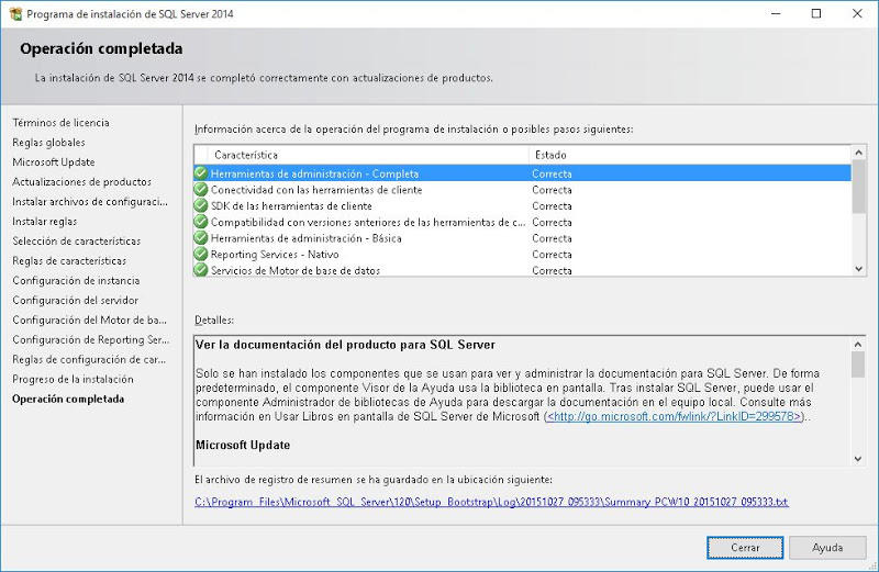 Descargar e instalar Microsoft SQL Server Express 2014 en Windows 10