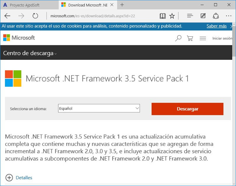 Solución al error: La regla "Se requiere Microsoft .NET Framework 3.5 Service Pack 1" no se cumple.