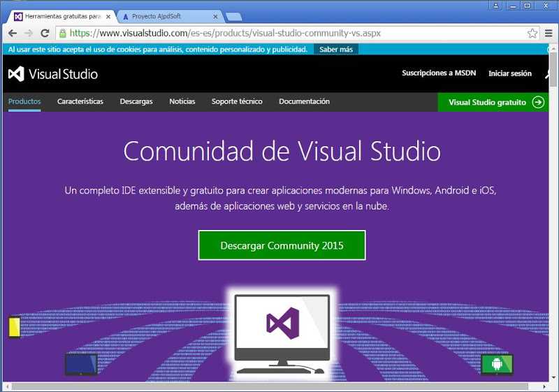 Descarga e instalación de Visual Studio .Net Community 2015 gratuito