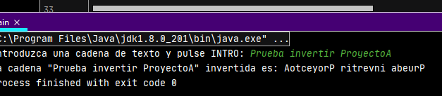 Invertir cadena de texto código fuente en Java con IDE IntelliJ IDEA