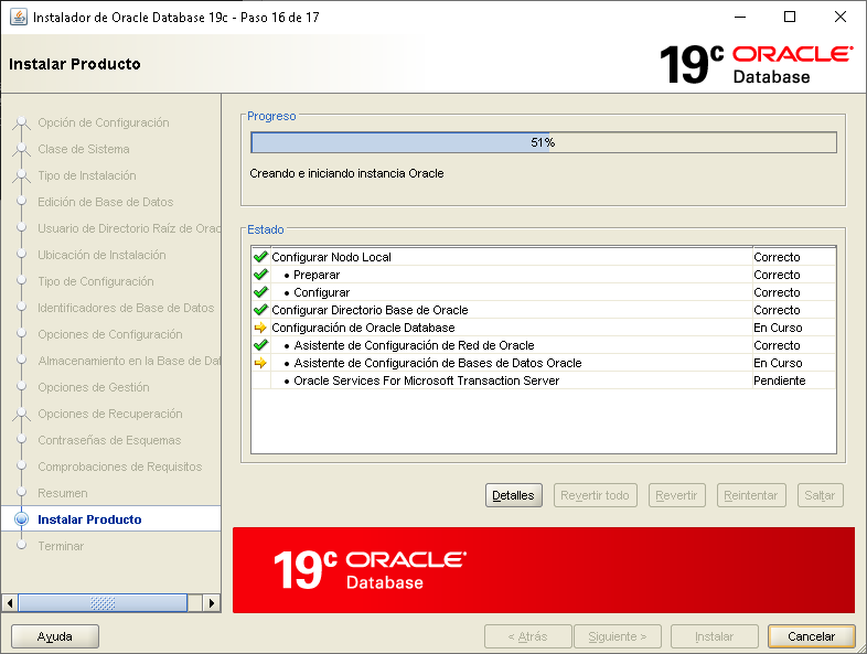 Instalar Oracle Database 19c en Windows Server 2019