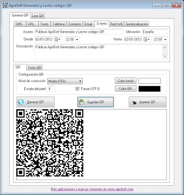 Generar códigos QR con AjpdSoft Generador y lector códigos QR