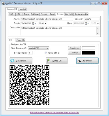 Generar códigos QR con AjpdSoft Generador y lector códigos QR