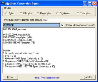 AjpdSoft Conversión Bytes