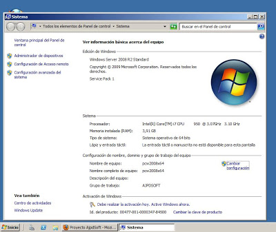 Equipo con sistema operativo Microsoft Windows Server 2008