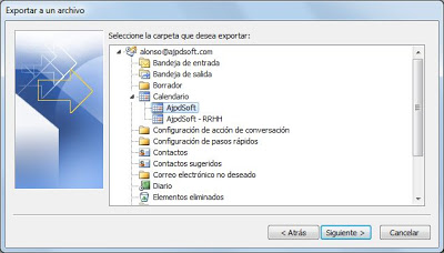 Exportar calendario Microsoft Outlook 2010 a formato CSV