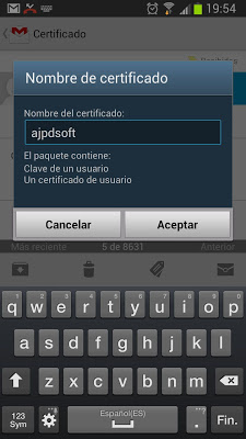 Instalar certificado digital en Android desde el correo electrónico en un Samsung Galaxy S3