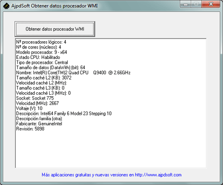 AjpdSoft Obtener datos procesador WMI Código Fuente Delphi 6