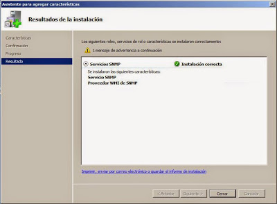 Instalar protocolo SNMP en equipo con Windows Server 2008 R2