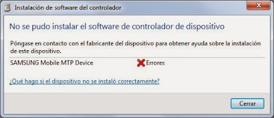 Solución al error Código 19 al instalar dispositivo Samsung Galaxy en Windows 7