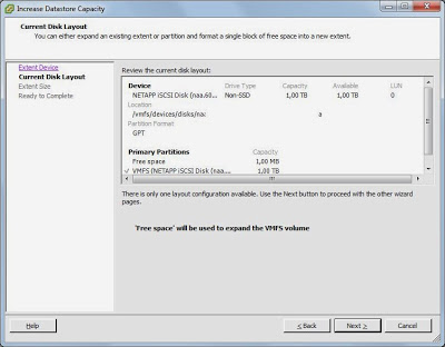 Incrementar tamaño en datastore VMware ESX