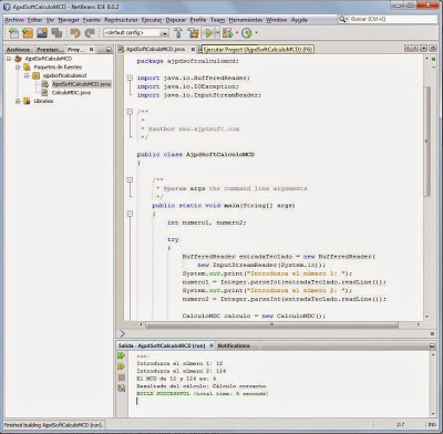 Instanciar y referenciar la clase CalculoMCD y probar la aplicación Java para cálculo de MCD