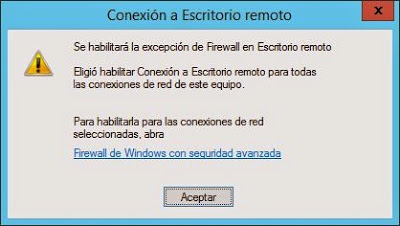 Activar acceso remoto por Terminal Server o Escritorio Remoto a servidor Windows Server 2012 W2012
