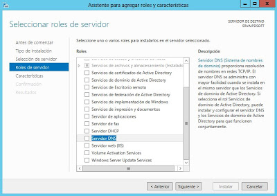 Instalar rol de Servidor de DNS en Windows Server 2012
