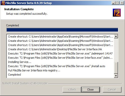 Descarga e instalación de FileZilla Server en Microsoft Windows Server 2008