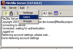 Administración de FileZilla Server, crear usuarios