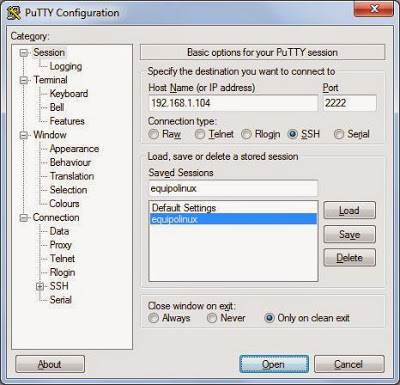 Acceso remoto SSH con PuTTY desde equipo Windows a equipo Linux CentOS