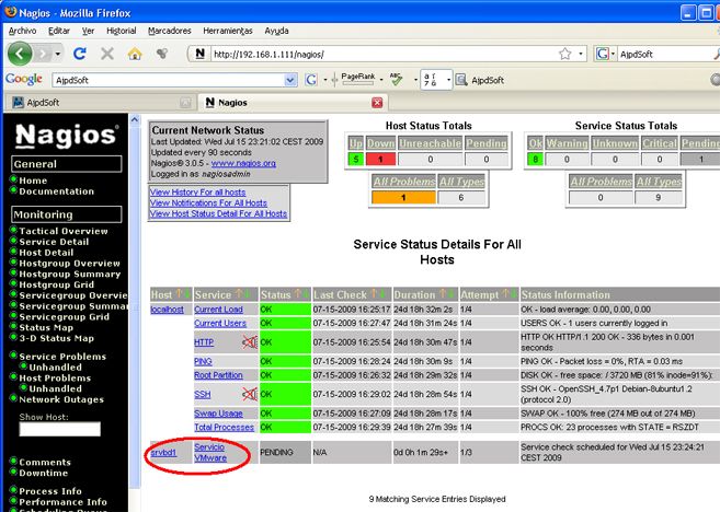 Configuración de Nagios para añadir monitorización de servicio