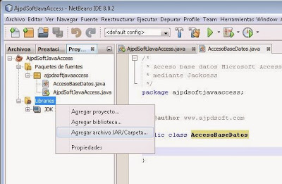 Añadir librerías .jar necesarias para el acceso a base de datos Microsoft Access de forma nativa desde aplicación Java mediante Jackcess