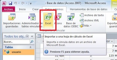 Importar hoja de Excel en Access