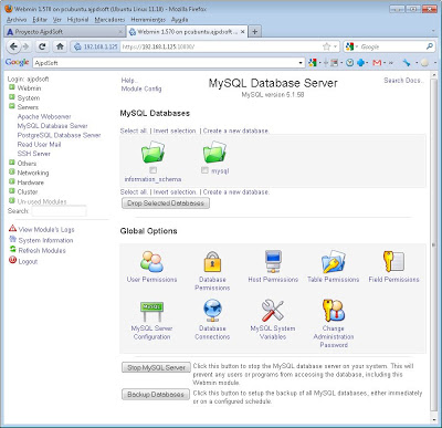 Instalar Webmin para administrar vía web el servidor Linux Ubuntu Server y sus servicios MySQL, PostgreSQL, Apache