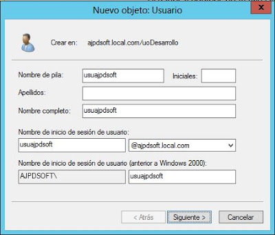 Crear usuario en Active Directory y asignar permisos para Escritorio Remoto
