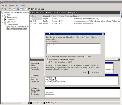 Crear nuevo volumen en equipo con Windows Server 2008 procedente de la SAN