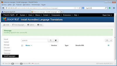 Instalar idioma y establecer idioma por defecto para la administración de Joomla! 3.1