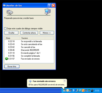 Enviar y recibir faxes  desde un equipo con Windows XP y un módem