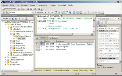 Acceso a tabla de SQL Server Express desde Microsoft Access 2010 usando ODBC