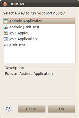 Añadir proyecto Android a Eclipse para aplicación acceso MySQL, crear activity principal y menú