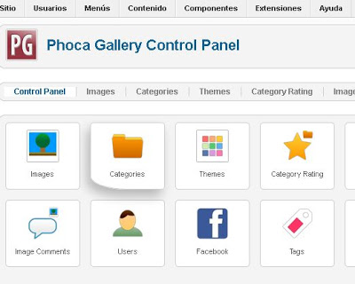 Administrar Phoca Gallery para Joomla, categorías, fotos