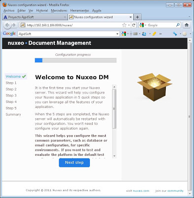 Configuración inicial del gestor documental Open Source Nuxeo DM Document Manager