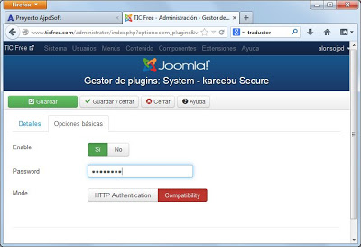 Proteger acceso administración de Joomla! con Kareebu Secure