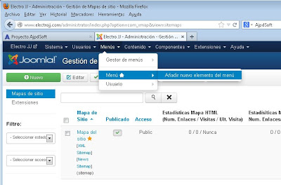 Añadir sección Mapa del sitio (sitemap) a sitio web con Joomla! 3.0