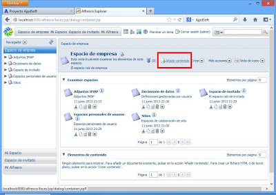 Administración de Alfresco Community, crear usuario, subir ficheros