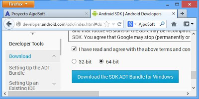 IDE de desarrollo Eclipse y Android SDK ADT Bundle
