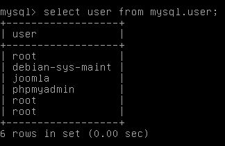 Añadir usuario a MySQL para uso de Joomla, configuración de Joomla para que use un usuario determinado de MySQL