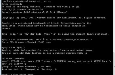 Restablecer, recuperar contraseña usuario root de MySQL en Linux Ubuntu Server