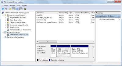 Unir dos discos duros físicos en uno con volumen distribuido en Windows 7