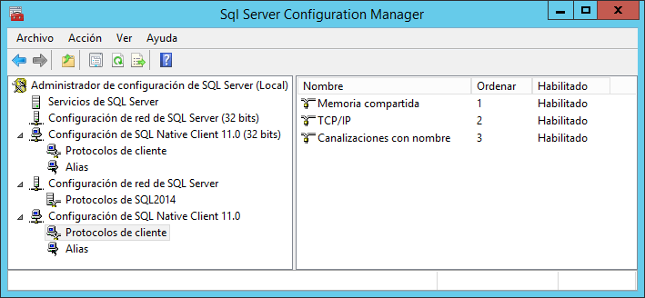 Consultar los protocolos de conexión activos y el orden en SQL Server