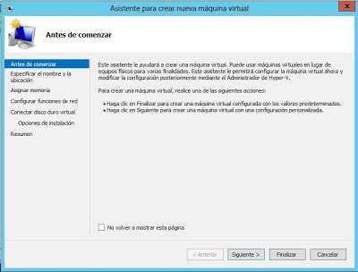 Agregar nueva máquina virtual a Hyper-V en Windows Server 2012